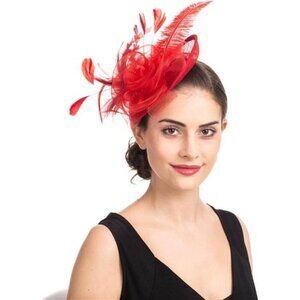 Women's Fascinators Feathers Headband Red3